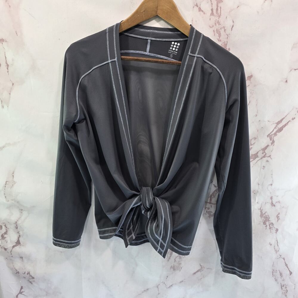Title Nine Cover Up Womens Small Gray Cardigan Tie Top Long Sleeve Diamalete